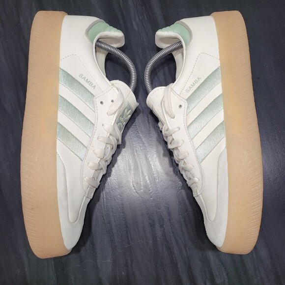 Adidas Womens Samba Sambae Size 10 Sneakers White Lime Green IG1947 (#2258) - Picture 4 of 15